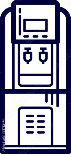 Vector illustration of Hot and cold water dispenser. Water filter with water cooler