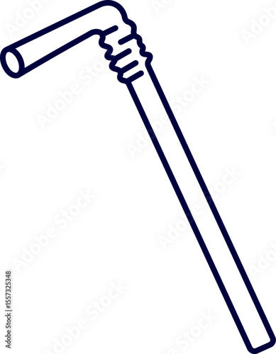 Vector illustration of a straw. Plastic drinking straw on white background