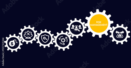 Risk Management web icon set in line style. Risk analysis, risk investment, minimizing losses, plan, low cost, collection. Vector illustration.