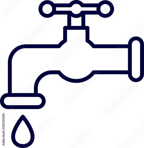 Water tap with drop. Water tap icon. Faucet tap water icon linear logo isolated. Water faucet with dripping water a silhouette vector illustration
