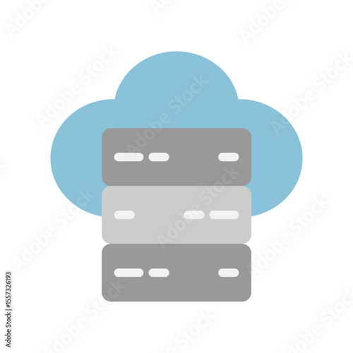 Vector illustration of a Cloud Server in flat style isolated in white background