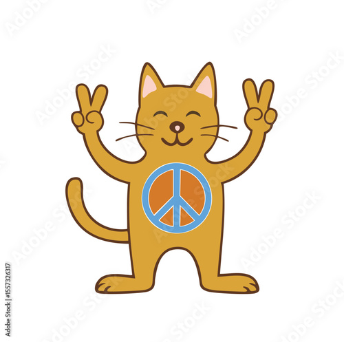 Orange cat peace sign