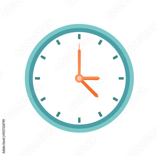 Teal clock with orange hands