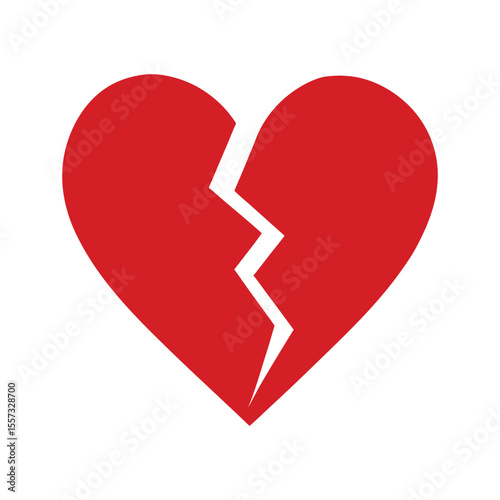 Red heart symbol with ribbon for love and romance vector illustration red Brocken heart vector