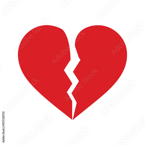 Two red hearts symbolize romantic love, a perfect design element for Valentine's Day or a wedding invitation card red Brocken heart vector