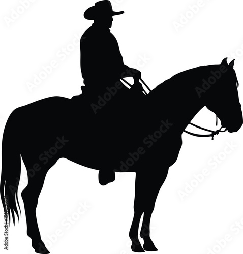 Cowboy riding horse, rodeo silhouette, western rider icon, set  wild west vector, bucking horse graphic
