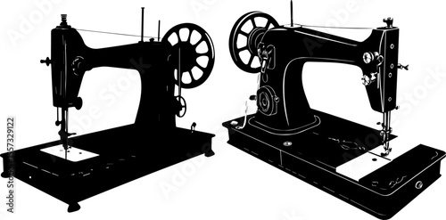 Vintage Silhouette of an Old-Fashioned Sewing Machine