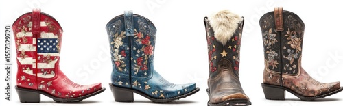 Embroidered Western Boots in Patriotic and Floral Designs