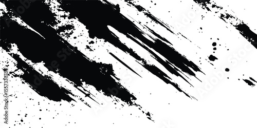 Vector grunge texture. Vector abstract brushstroke grunge minimalist ink stroke art background. Vector grunge brush strokes texture rough black scratches for wallpaper, paint splatter template, dirt. 