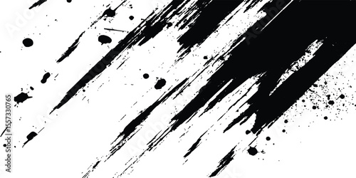 Vector grunge texture. Vector abstract brushstroke grunge minimalist ink stroke art background. Vector grunge brush strokes texture rough black scratches for wallpaper, paint splatter template, dirt. 