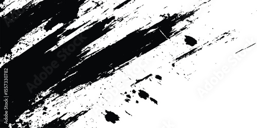 Vector grunge texture. Vector abstract brushstroke grunge minimalist ink stroke art background. Vector grunge brush strokes texture rough black scratches for wallpaper, paint splatter template, dirt. 