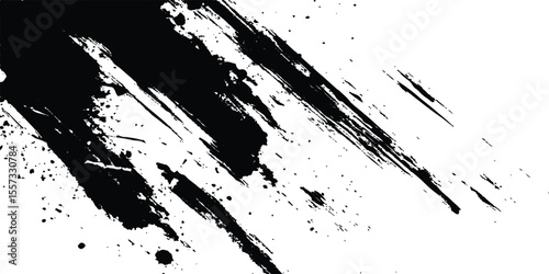 Vector grunge texture. Vector abstract brushstroke grunge minimalist ink stroke art background. Vector grunge brush strokes texture rough black scratches for wallpaper, paint splatter template, dirt. 