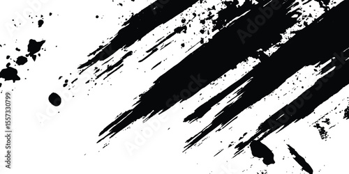 Vector grunge texture. Vector abstract brushstroke grunge minimalist ink stroke art background. Vector grunge brush strokes texture rough black scratches for wallpaper, paint splatter template, dirt. 