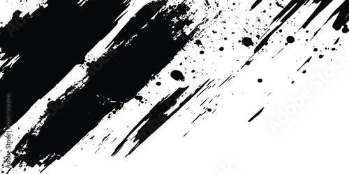 Vector grunge texture. Vector abstract brushstroke grunge minimalist ink stroke art background. Vector grunge brush strokes texture rough black scratches for wallpaper, paint splatter template, dirt. 