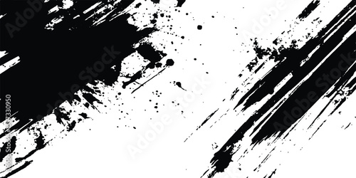 Vector grunge texture. Vector abstract brushstroke grunge minimalist ink stroke art background. Vector grunge brush strokes texture rough black scratches for wallpaper, paint splatter template, dirt. 