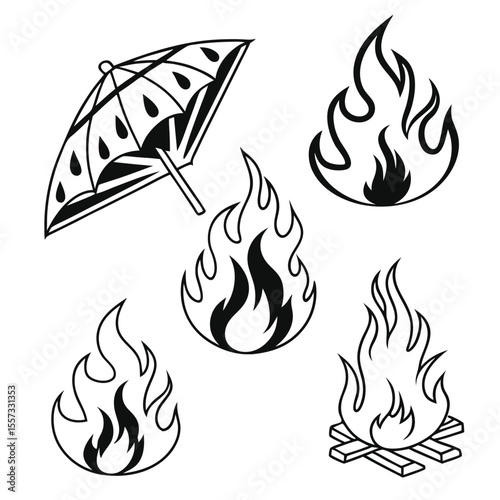 Clean Fire Symbol Collection for Web Design