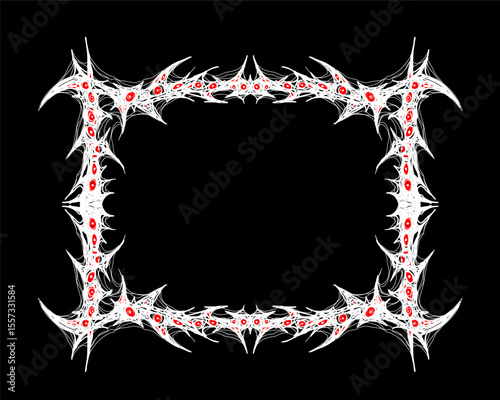 neo tribal vector frame in spiked gothic style, dark and intense mood, perfect for stickers, posters, tattoos, or metal artwork borders