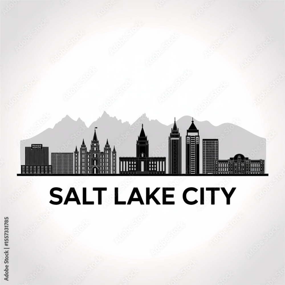 custom made wallpaper toronto digitalSalt Lake City Skyline Silhouette — United States Mountain Capital City Vector Illustration