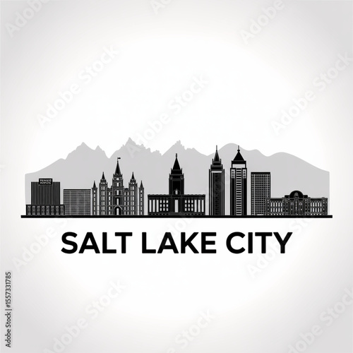 Salt Lake City Skyline Silhouette — United States Mountain Capital City Vector Illustration