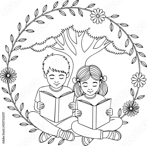boy and girl reading a book