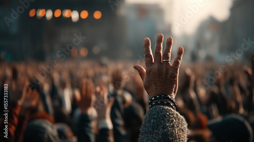 Hands raised in concert