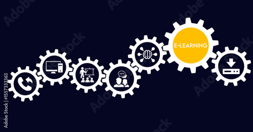 E-learning, online education icons set. Distance learning icons collection. Contains such icons as e-learning, video lesson, e-book, training and webinar for web and mobile app. Editable stroke. 