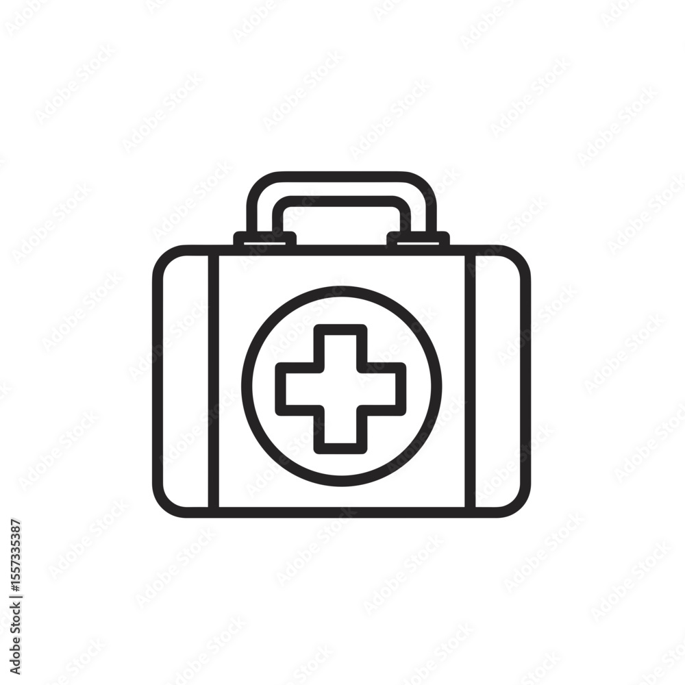 First aid kit icon in outline style on transparent background First aid kit icon in outline style on transparent background