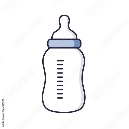Baby bottle with measurement markings in simple design  