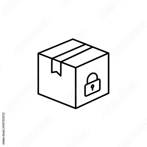 Box with lock symbolizing secure shipping and storage concept  