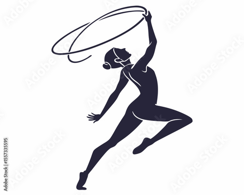 Artistic illustration of a rhythmic gymnast performing with a hoop vector silhouette