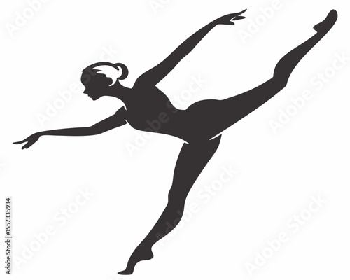 Graceful ballerina silhouette in elegant ballet pose performing with artistic form