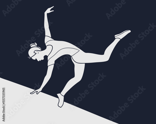 Graceful dancer in a minimalist pose with a dynamic composition on transparency