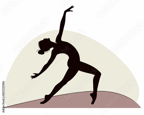 Graceful silhouette of a ballerina in dynamic dance pose with minimalist styling