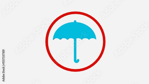 3D rotating umbrella icon representing “Keep Dry” symbol for packaging. Ideal for shipping labels, product protection, and carton handling visuals requiring moisture safety marking.

