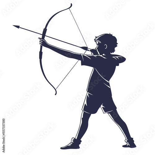Youth Archer Silhouette: Archery Skill and Focus