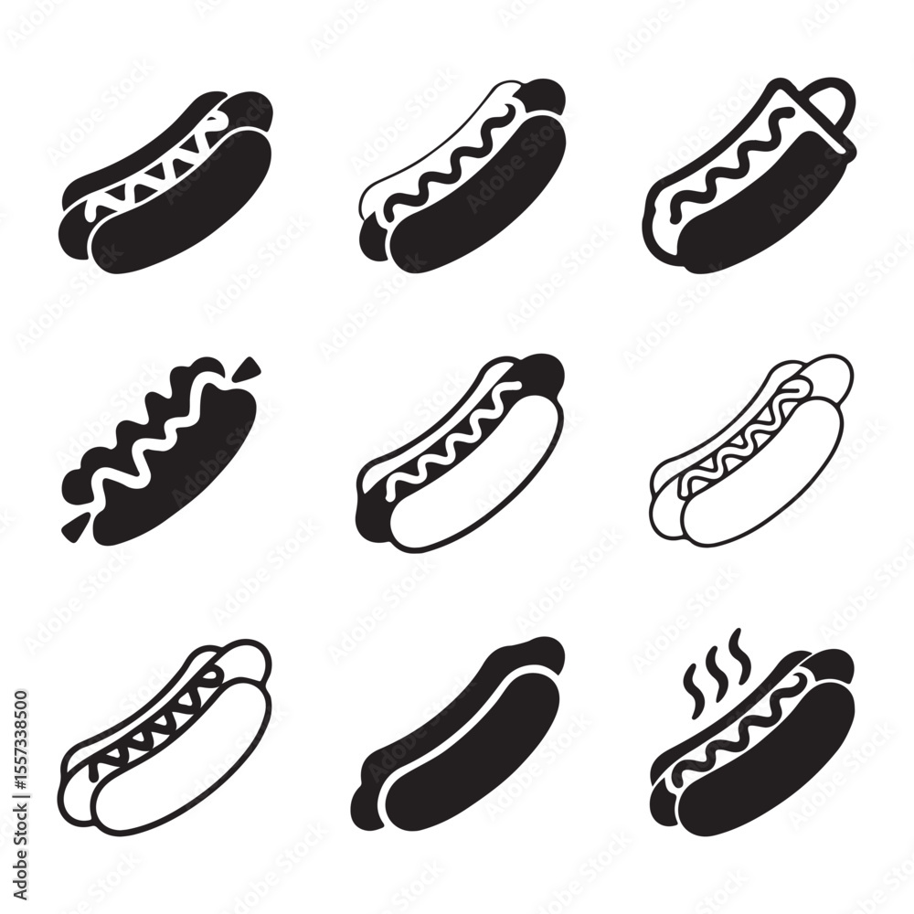 Hotdog Icon Set for Fast Food
Hotdog Icon Set for Fast Food