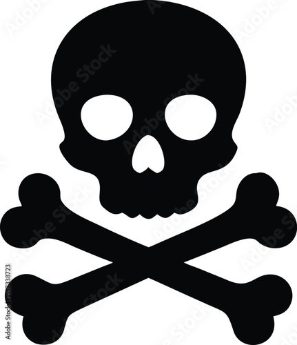 Black Skull and Crossbones Icon Simple Graphic white