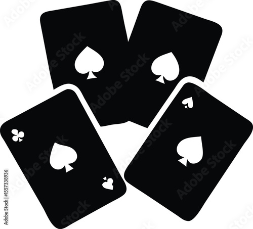 Four Black Playing Cards Spades Clubs Ace black cards