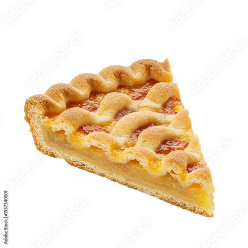 Crostata slice, professional product photography, studio lighting, flat white background, transparent PNG, realistic texture, with copy space