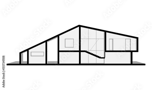 Modern house building sketch architectural 3d rendering