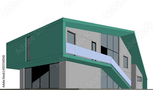 Modern house building sketch architectural 3d rendering