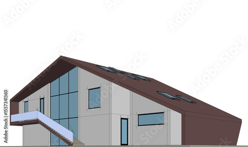 Modern house building sketch architectural 3d rendering