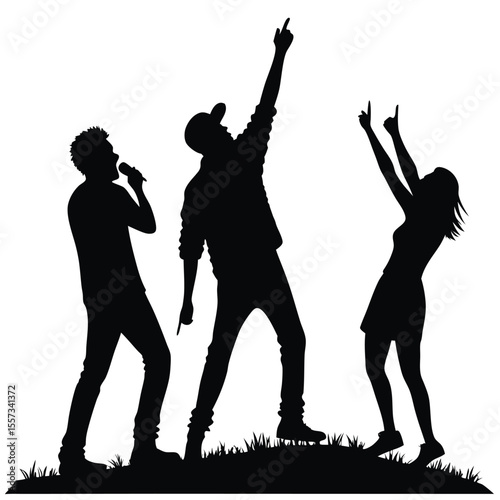 Silhouette of Musicians and Fan: Concert, Music, Performance, Celebration