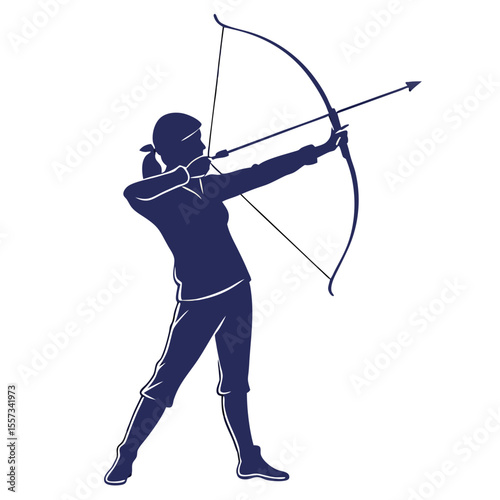 Archery Silhouette: Powerful Woman Archer