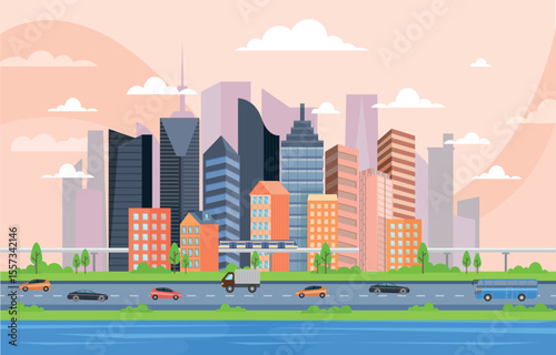 Beautiful cityscape illustration with amazing city buildings