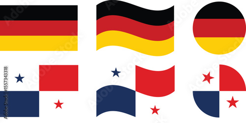 German and Panamanian Flags in Various Shapes and Styles.