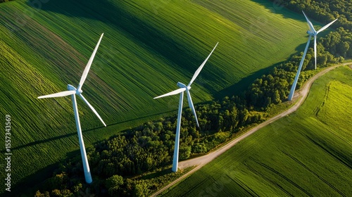 Wallpaper Mural wind turbines spinning in green field  Torontodigital.ca