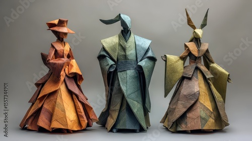 Colorful Origami: Handmade Paper Art Sculptures with Asian Influence and Intricate Designs