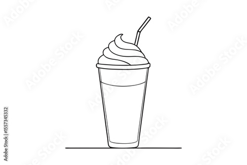 Cool iced coffee vector in tall glass with creamy topping design