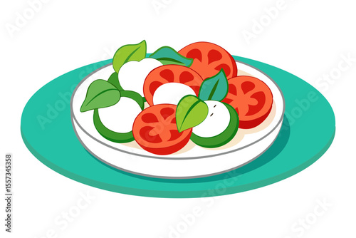 Caprese platter vector with tomato basil and mozzarella layout